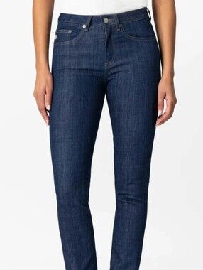 MUD JEANS | Women's Shiny Raw Mid-Rise Faye Straight Leg Jeans